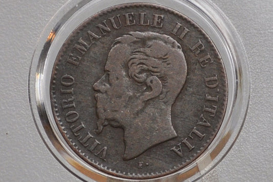 1867 Italian 2 Centesimo - Great Condition - 1867 Two Cent Coin Italy - Vittorio Emanuele II - Copper - 1867 2 Cent