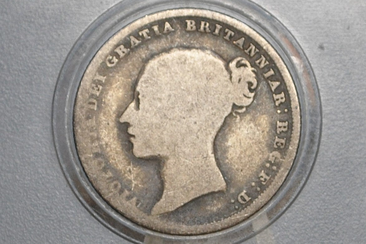 1838 Great Britain Silver 1 Shilling UK One Shilling 1838 - Rarer Date! Queen Victoria - Great Details - Old Silver Shilling