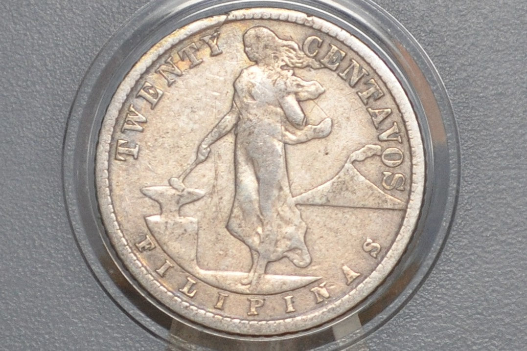 1918-S Philippines Silver 20 Centavos - Great Condition VF/XF - 1918 Silver Twenety Centavos Philippines, 90% Silver