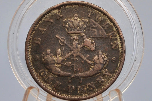 1850 Bank of Upper Canada One Penny - 1 Penny Bank Token - Great Condition - Canadian Bank Token from 1850, Awesome Design