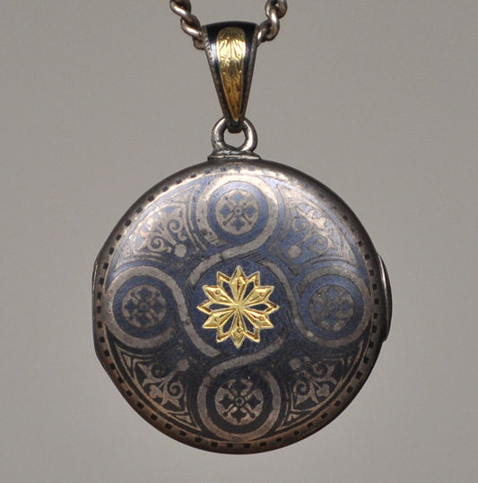 Antique Victoria Era Locket - Vintage Monogram Floral Multi-Colored Locket