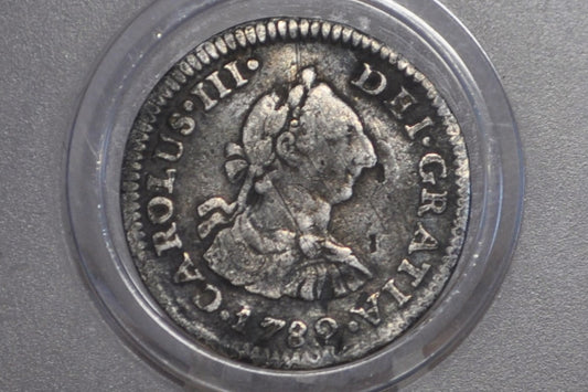 1783 Spanish Half Reale Mexico, Silver - XF - 1783 Spanish Silver Colonial Coin 1783 1/2 Reale, Pirate Coins, 1700s Shipwreck Coin