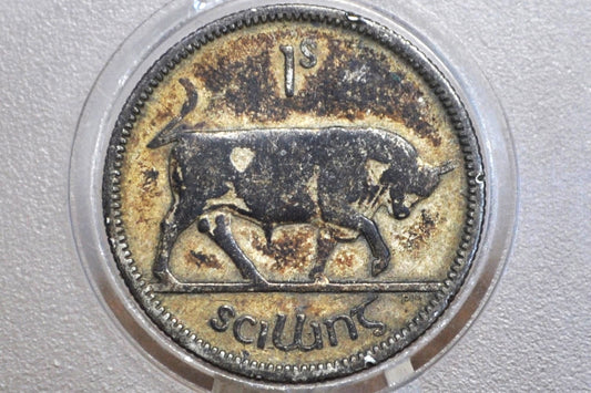 1931 Irish Shilling - Low Mintage / Rare - Irish Silver One Shilling 1931- Bull Design