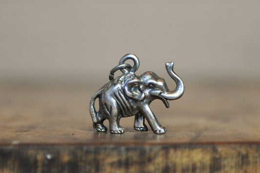 Sterling Elephant Charm - 3D, Can Stand - Intricate Design, Beautiful Piece - Silver Elephant Pendent / Elephant Bracelet Charm