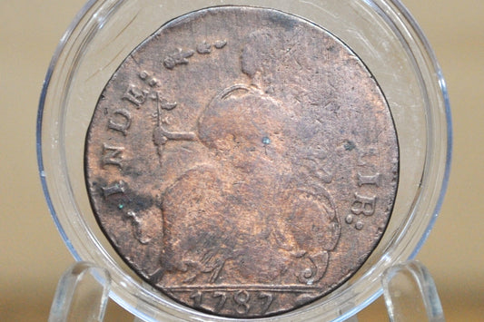 1787 Connecticut Half Penny - VF Detail, M. 48-g.5, W-4315, R.5, ETLIR Variety - Colonial 1/2 Penny 1787 State of Connecticut - Auctori Connec, Rare