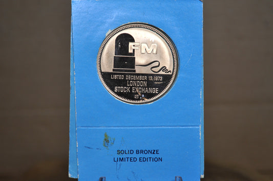 Franklin Mint 1973 London Stock Exchange Commemorative Medal - 1973 The Franklin Mint Stock Exchange Limited Edition Token
