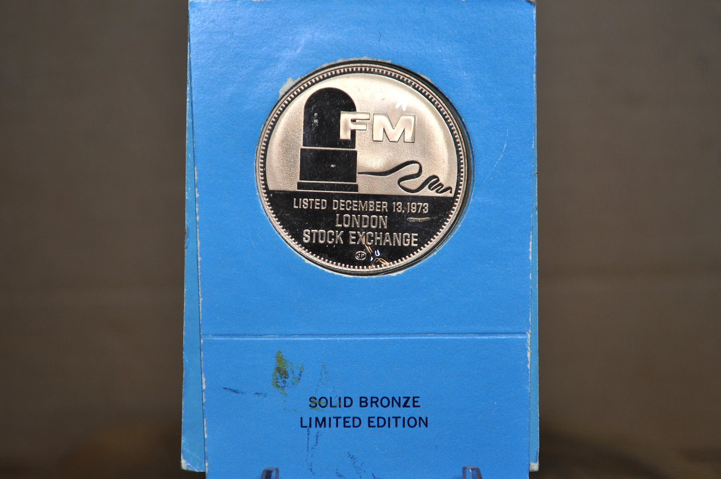 Franklin Mint 1973 London Stock Exchange Commemorative Medal - 1973 The Franklin Mint Stock Exchange Limited Edition Token