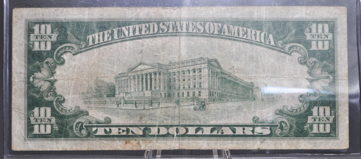 1929 10 Dollar National Currency Note Fr1860-B - VF - NY 1929 Brown Seal Ten Dollar Federal Reserve Banknote Fr1860B - Rarer Note