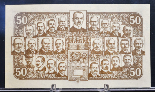 1917 Bergisch Gladbach Germany 50 Pfennig Notgeld - Rarer Early Date - WWI German Emergency Currency - 1917 German Fifty Pfennig Note