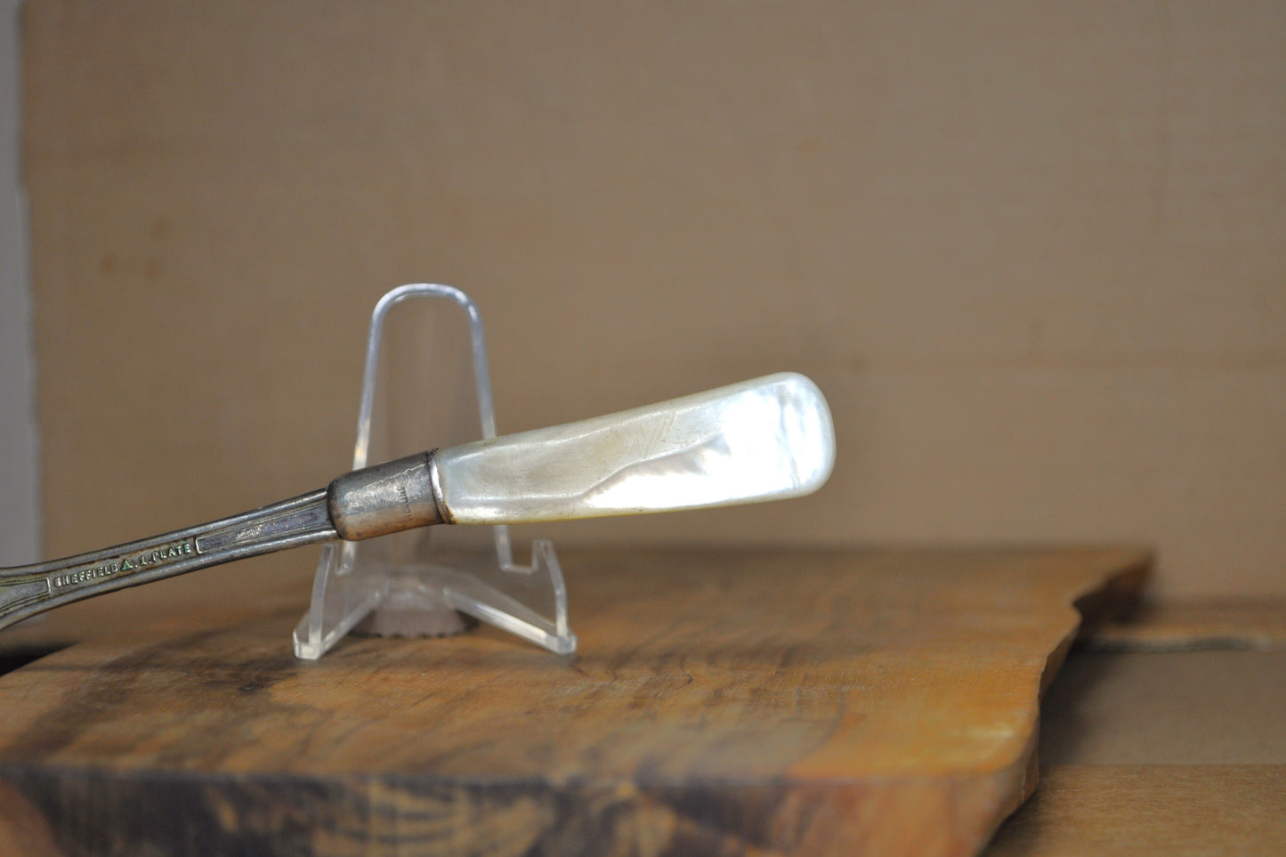Sterling and Silverplate Baroque Mother of Pearl Serving Fork - Stamped and Tested Sterling Silver and Silverplate - Unique Handcrafted Serving Fork