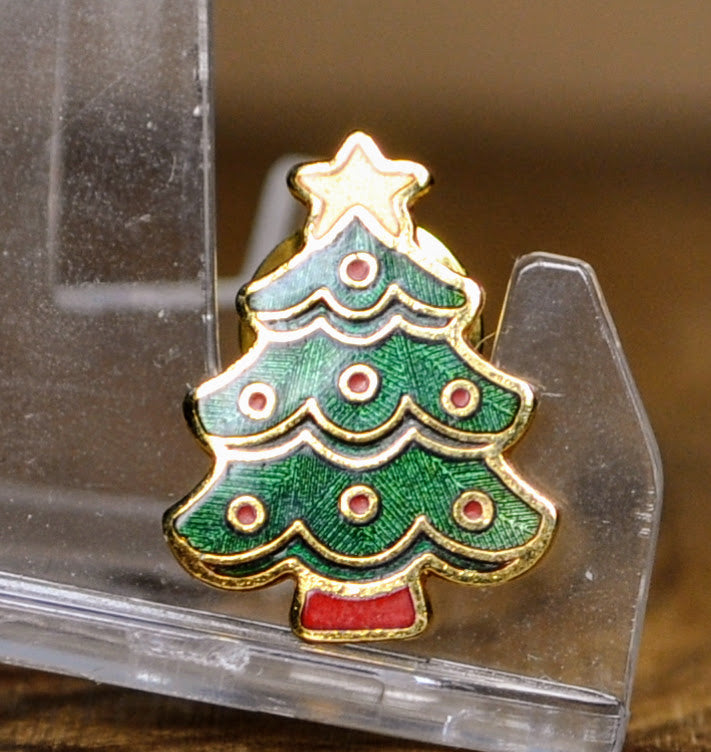 Lot of 3 Vintage 1983 Hallmark Christmas Pins - Holiday Lapel Pins and Brooch - Hallmark Santa Christmas Tree Pins Lot