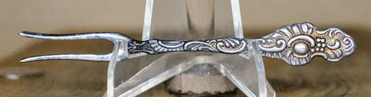 Vintage Nils-Johan Swedish Flower Pickle Fork - Silverplated - Vintage Swedish Souvenir Cocktail Fork