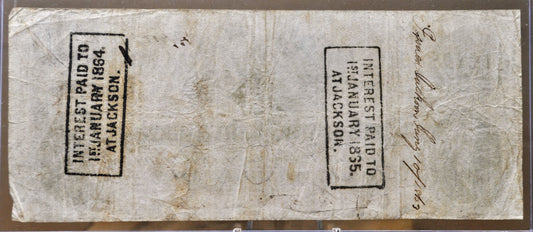 1862 Confederate States 100 Dollar Note - Interest Paid Stamps on Reverse - 1862 Civil War CSA One Hundred Dollar Banknote - CS-41/T-41