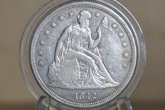 1842 Seated Liberty Dollar - XF, Nice Coin - 1842 Liberty Seated Silver Dollar - Authentic - Scarce Coin Type, Rare, 1842 Dollar 1842