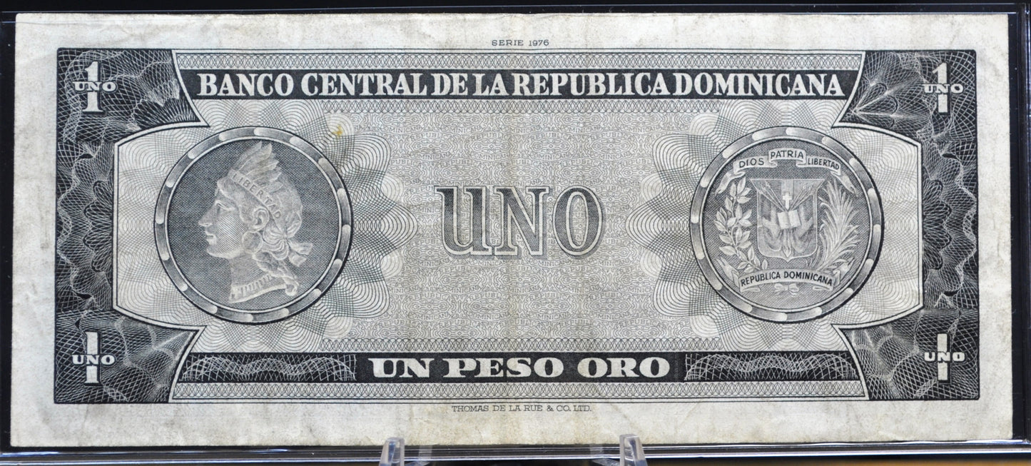 1976 Dominican Republic 1 Peso Oro Banknote - 1976 Series - J.P. Duarte Note - 1976 Dominican Republic Un One Peso Oro Note - P#108a