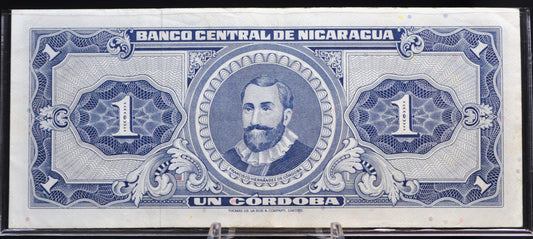1968 Central Bank of Nicaragua 1 Cordoba Note - Series B - 3 Signatures Type - 1968 Nicaraguan Un One Cordoba Banknote - P#115a