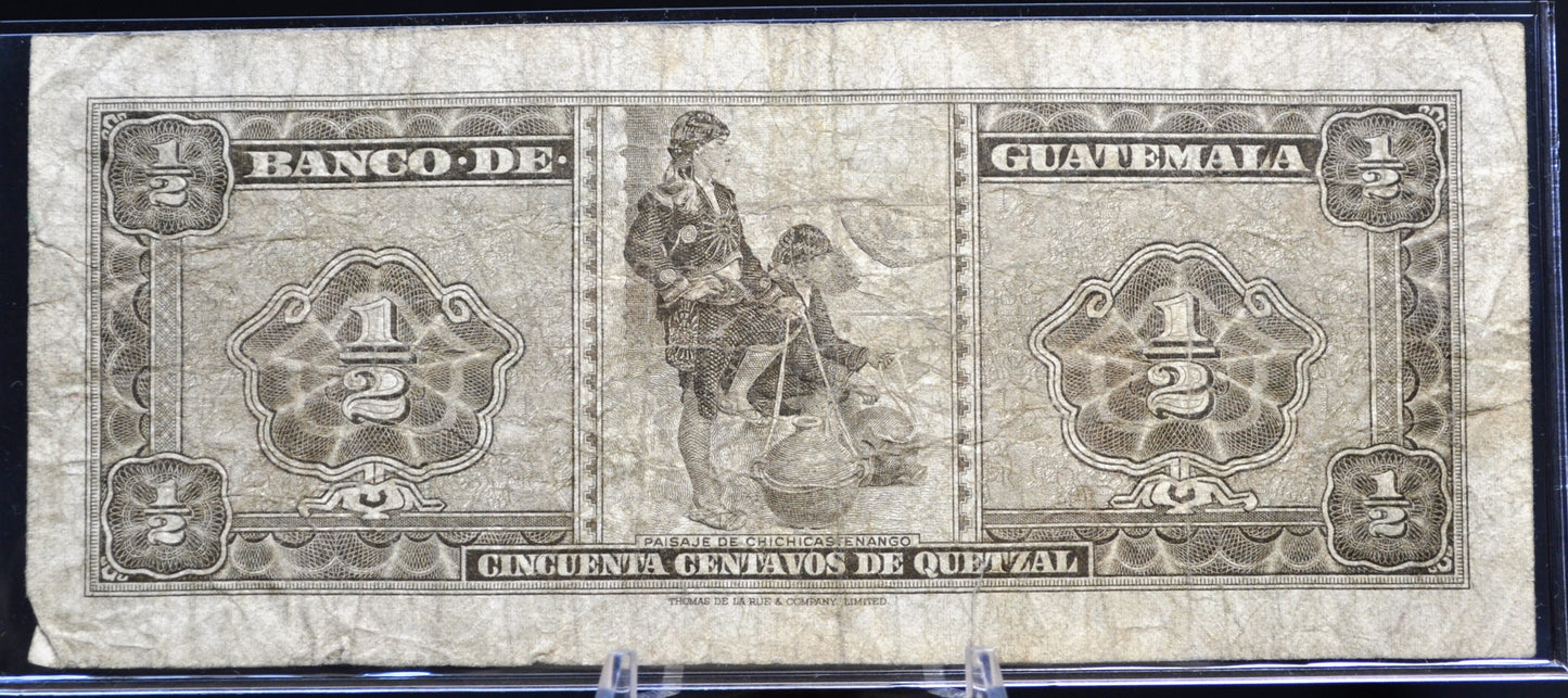 1969-70 Banco de Guatemala 50 Centavos de Quetzal Note - Choose by Year - 1970 Guatemalan Half Quetzal Banknote - P#51f P#51g