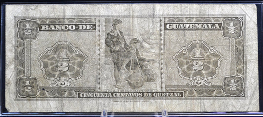 1969-70 Banco de Guatemala 50 Centavos de Quetzal Note - Choose by Year - 1970 Guatemalan Half Quetzal Banknote - P#51f P#51g