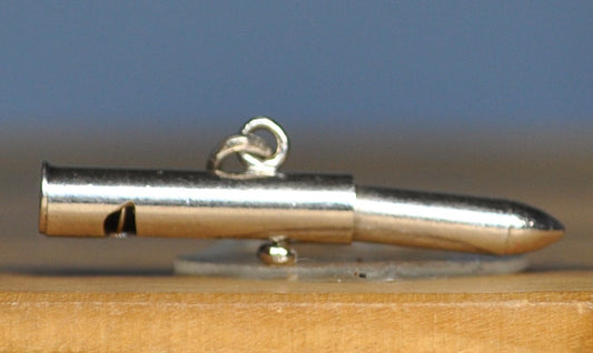 Antique Sterling Silver Bullet With Spring Charm -Vintage Moveable Bullet Pendant Retractable