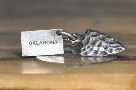 Antique Sterling Silver Arrowhead By Bell Charm - Vintage Oklahoma Arrowhead Pendant