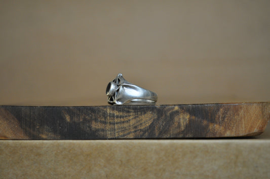 Silver Black Obsidian Pentagram Ring - Size 7.5 - Stamped and Tested Sterling Silver - Pentagram Jewelry - Occult Jewelry - Wicca Jewelry