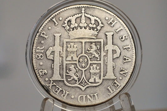 1804 Spanish 8 Reales, Bolivia PTS PJ - Chopmarked, VF Details - Chopmarked 8 Reale - Spanish Silver Colonial Era Coin 1804 Eight Reales Bolivia