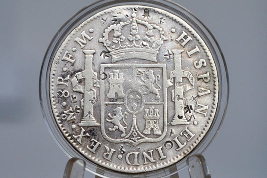 1800 Spanish 8 Reales, Mexico Mo FM - Tons of Chopmarks, VF Details - Wicked Cool Chop Marked 8 Reale - Spanish Silver Colonial Era Coin 1800 Eight Reales Mexico