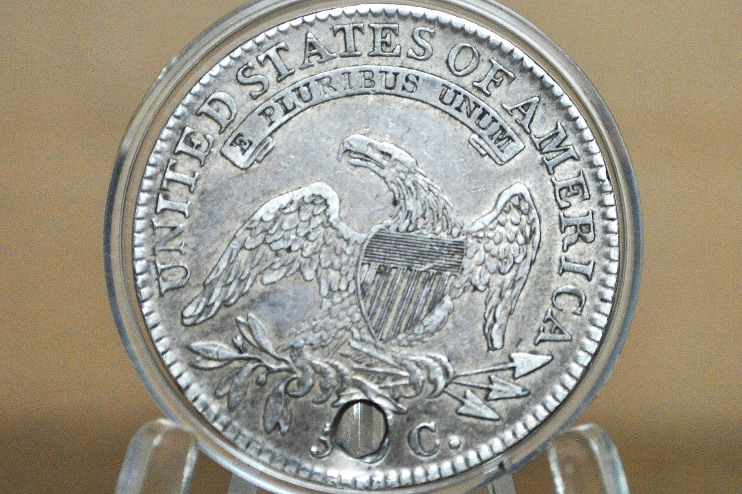 1818 Capped Bust Half Dollar - Choice AU Detail, Holed - 1818 Half Dollar US Half Dollar 1818 Early American Coin, Better Date! Low Mintage Coin