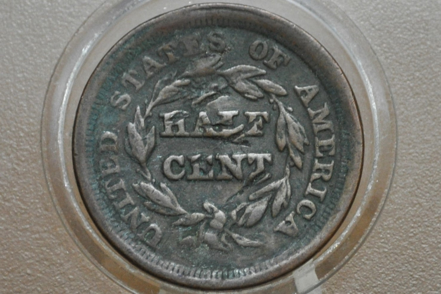 1853 Half Cent - VF Details, Damaged - Braided Hair Half Cent 1853 Half Penny, Low Price!