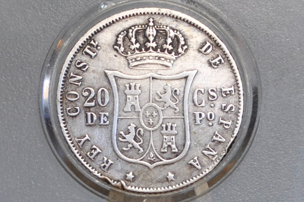 1883 Philippines Silver 20 Centavos - XF Detail - 1883 Silver Twenty Centavos Spanish Philippines - Alfonso XII