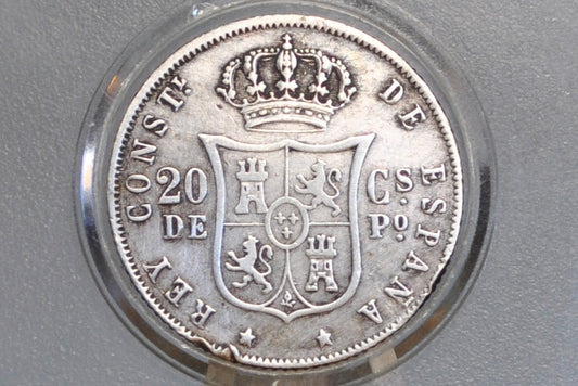 1883 Philippines Silver 20 Centavos - XF Detail - 1883 Silver Twenty Centavos Spanish Philippines - Alfonso XII