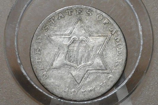 1857 Three Cent Silver US Coin - VF Detail - 1857 3 Cent Trimes Silver 3 Cent Piece - Great Collection Piece