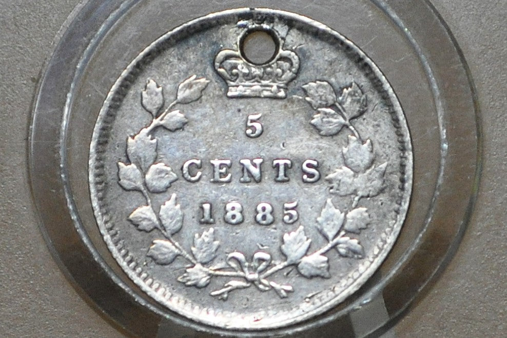 Genuine Antique Love Token, August 8th '87 - Made From an 1885 Silver Canadian Half Dime- Beautiful Scroll Work, 1800s Silver Love Token, 8/8/87
