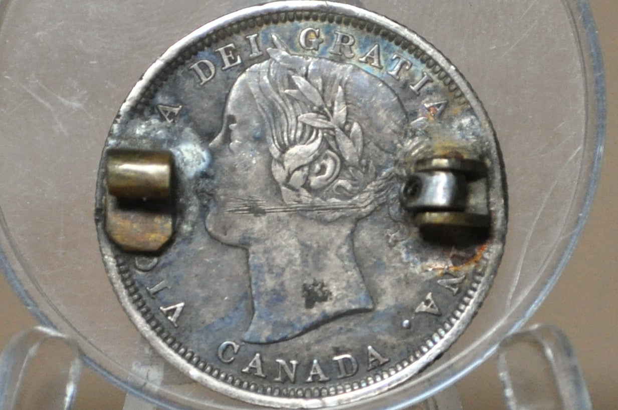 Canadian Quarter Antique Love Token Pin - Vintage Love Token Canadian Quarter