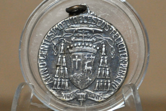 1908 William O'Connell Boston Archbishop Pendant - Tested Sterling Silver - Christian Medal - Boston Archbishop Medal - Centennial Commemorative Medal