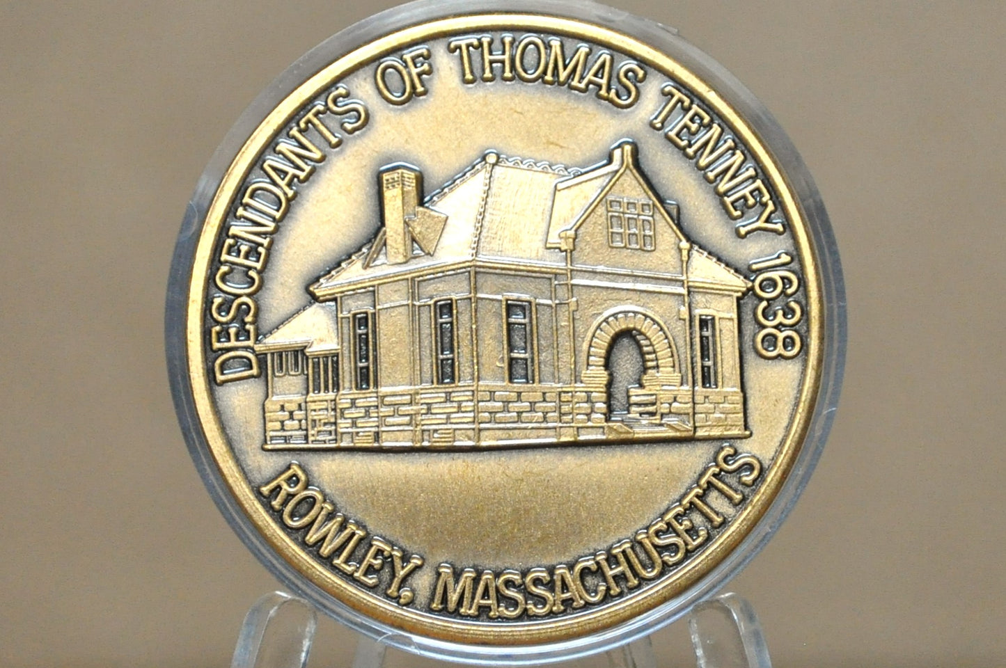 Tenney Family Association Descendant of Thomas Tenney 1638 Token - Antique Rowley, Massachusetts Tenney Family Association Token