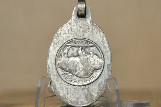 Antique 1937 Buffalo Head Nickel Key Chain Piece - Classic American History Buffalo Nickel Keyring - Authentic Vintage Buffalo Nickel Keychain/Pendant