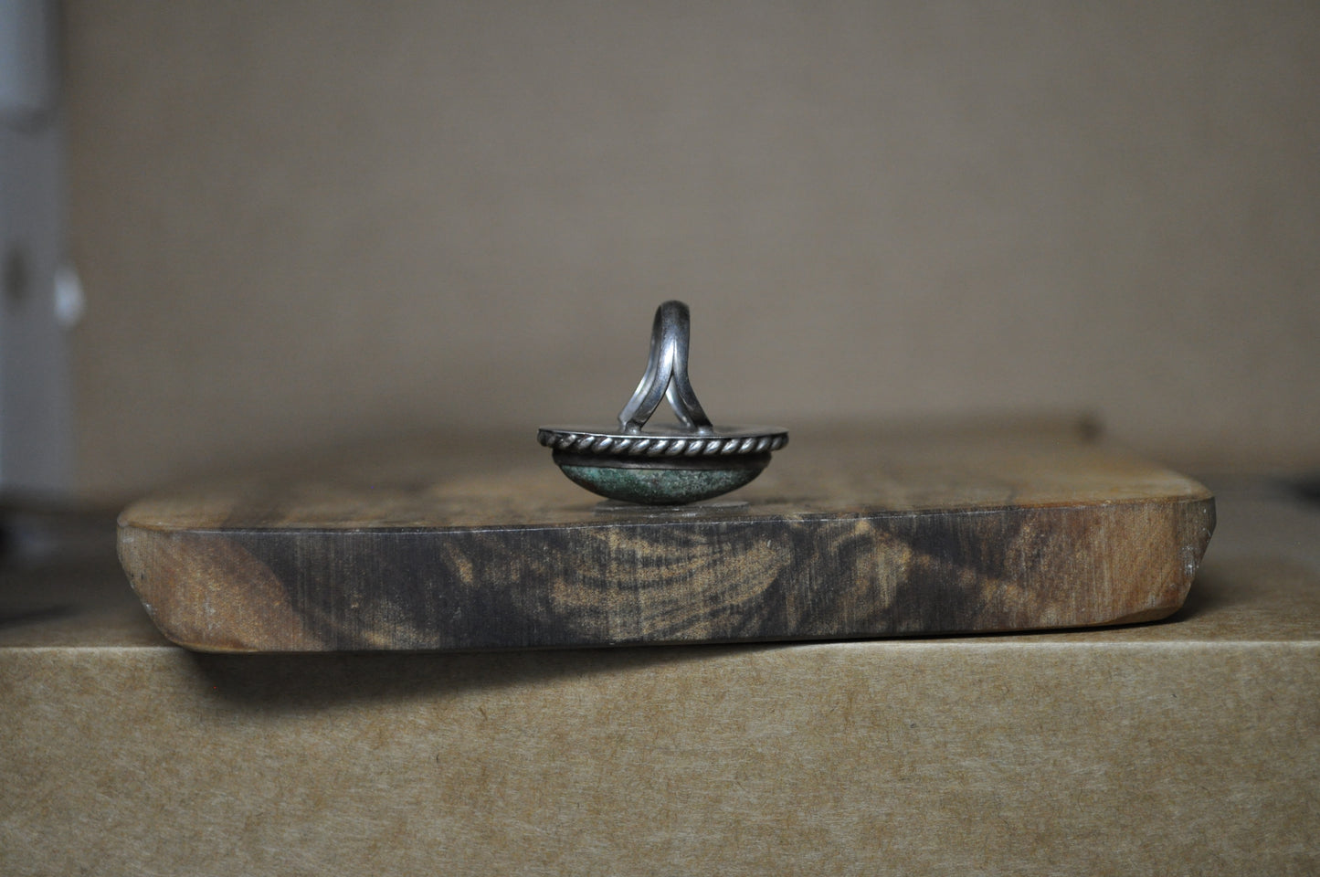 Stunning Oval Cut Chrysocolla Twisted Rope Bezel Ring - Size 5.5 - Stamped and Tested Sterling Silver - Large Stone Ring