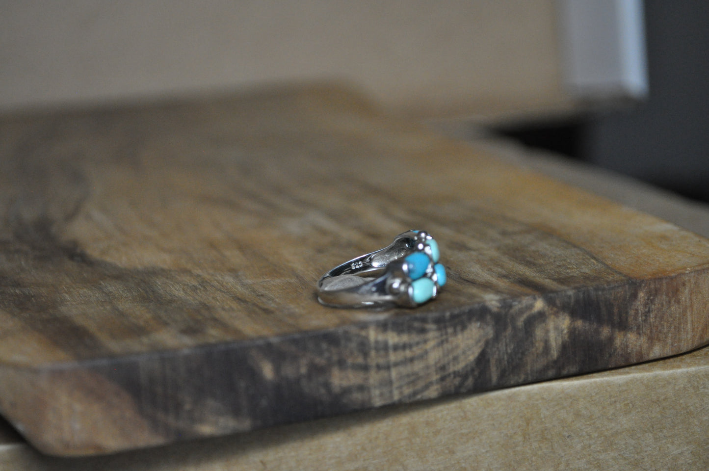 Sterling Silver ATI Mexico Signed Turquoise Ring - Size 8 - Stamped and Tested Sterling Silver - Mexican Turquoise Jewelry