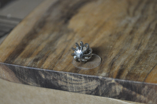 Sterling Silver Curvy Cage with Rocks Charm - Stamped and Tested Sterling Silver - Unique Charm