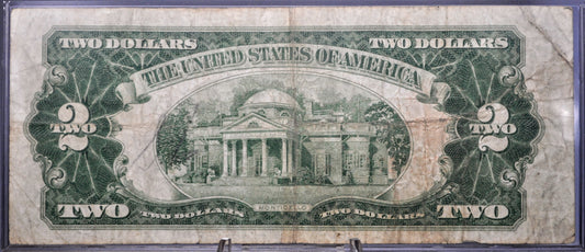 1928A Legal Tender 2 Dollar Rarer Series Note - F (Fine) Grade - A-A Block - 1928-A Two Dollar Red Seal Banknote - Fr#1502