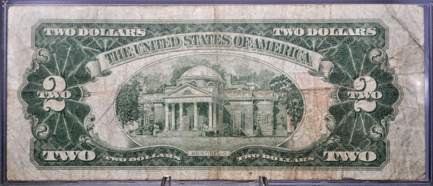 1928A Legal Tender 2 Dollar Rarer Series Note - F (Fine) Grade - A-A Block - 1928-A Two Dollar Red Seal Banknote - Fr#1502