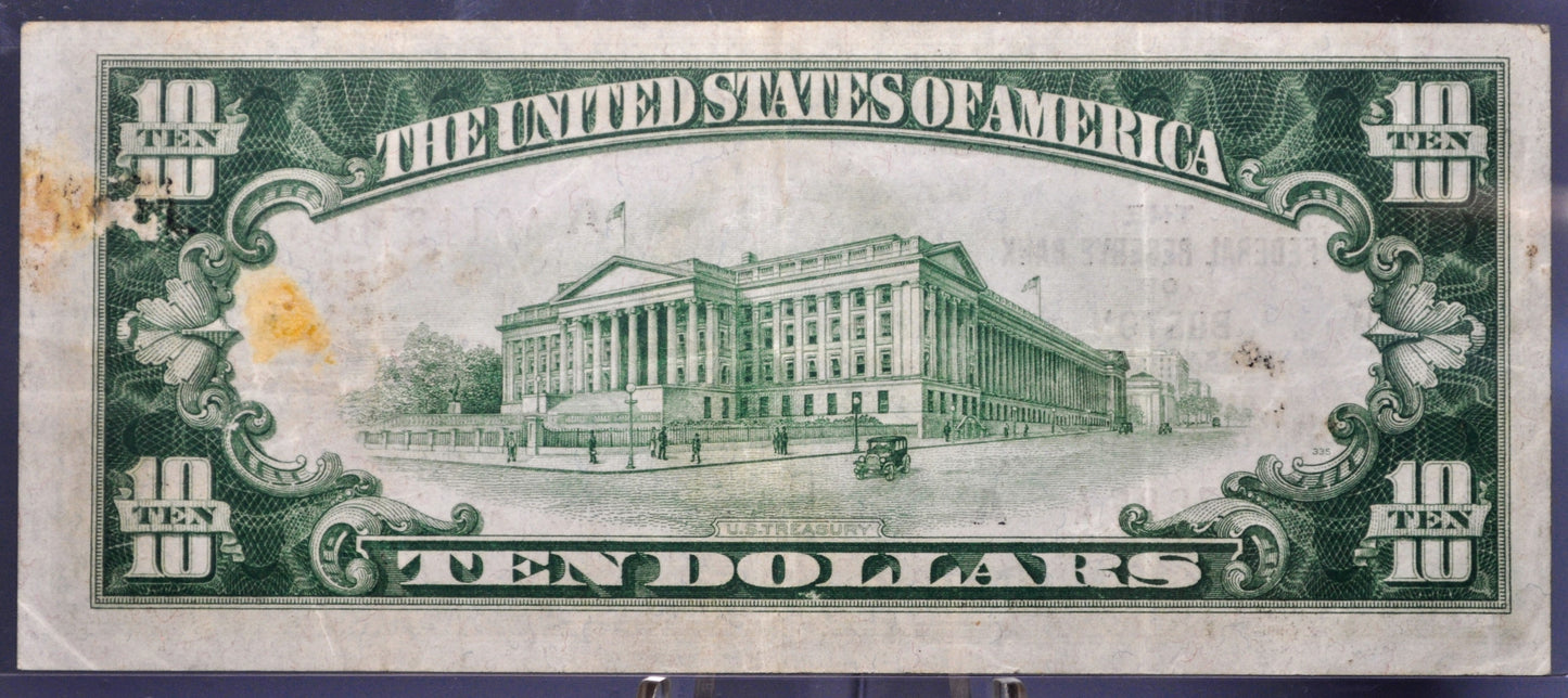 1929 Boston Federal Reserve 10 Dollar Bank Note - Extremely Fine (XF) - 1929 Brown Seal National Currency Boston Ten Dollar Note - Fr#1860A