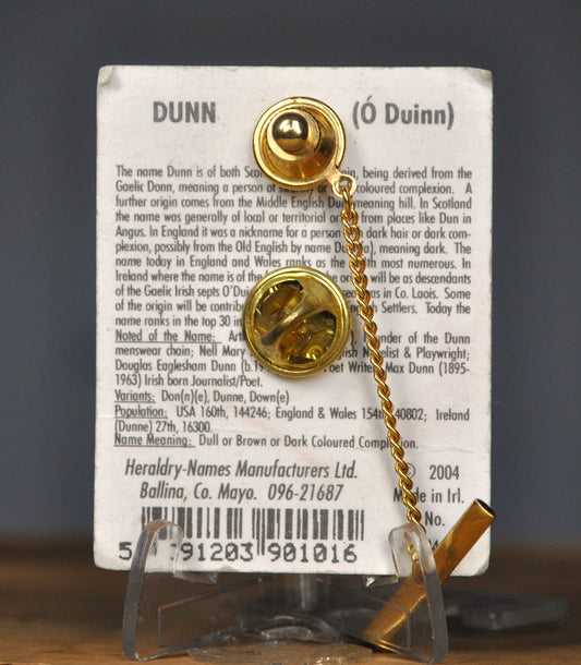 Irish Coat of Arms Disk Lapel Pin/Tie Tack - Dunn Family Crest Lapel Pin Set