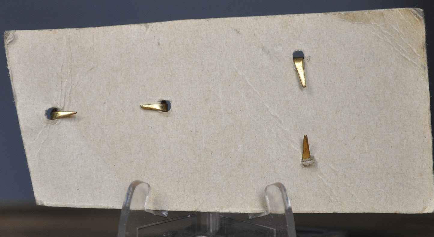 Pair of Two Gold Tone Emblems - Fleur-De-Lis and Golden Crown Pair of Emblems - Antique Set of Two Gold-Toned Emblems On Cardboard Base Numbered