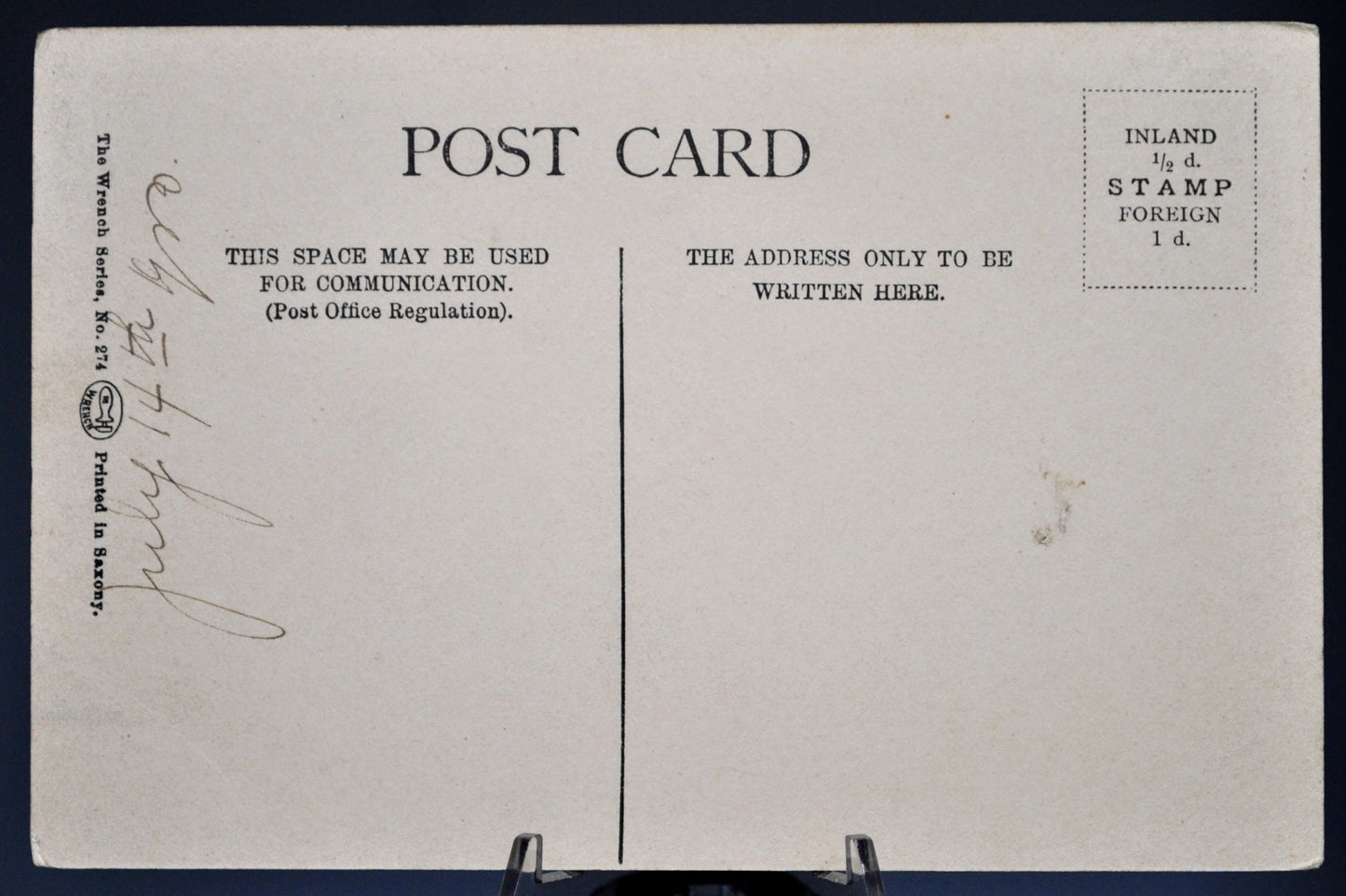 1908 Queen Mary's Bedroom, Holyrood Palace Edinburgh Scotland Postcard - The Wrench Series No 274 - Antique Scottish Palace Postcard