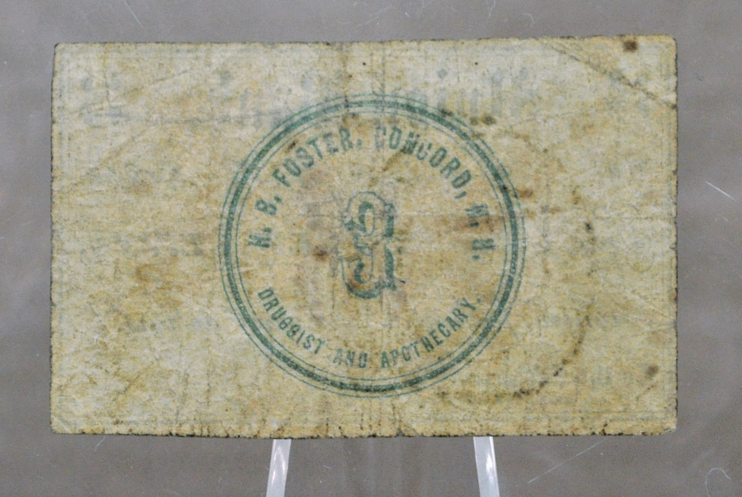 1862 Concord NH H. B. Foster 3 Cents Scrip - Druggist and Apothecary Scrip - Rare Civil War Era New Hampshire Obsolete Three Cent Store Note