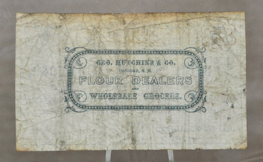 1862 Concord NH George Hutchins & Co. 5 Cents Scrip - Union Bank Scrip - Rare Civil War Era New Hampshire Obsolete Five Cent Store Note