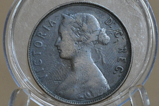 1880 Newfoundland One Cent, VF, Round 0 - Low 0 variety, Rare Coin, Low Mintage! - One Cent Newfoundland 1880