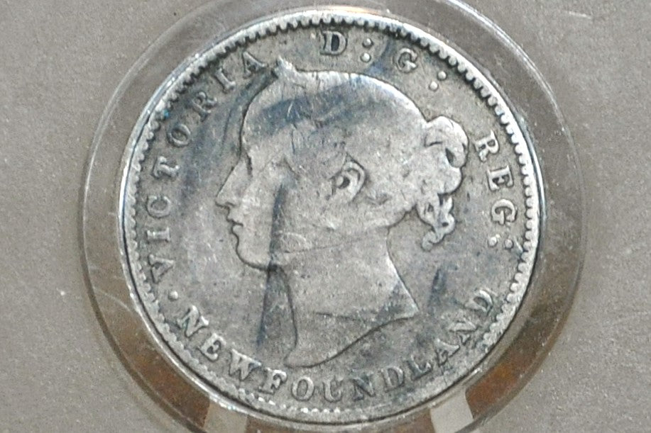 1872 Newfoundland Silver 10 Cent Coin - VG/Fine - Low Mintage - 10 Cents Newfoundland 1872